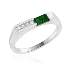 10K White Gold Diamond Band with Baguette Gemstones