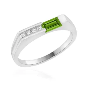 10K White Gold Diamond Band with Baguette Gemstones