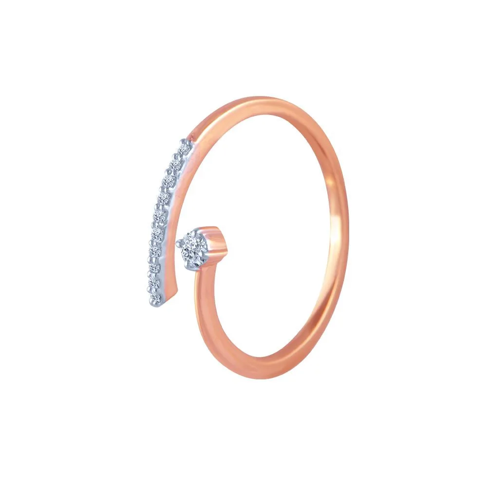 14k (585) Rose Gold And Diamond Ring For Women