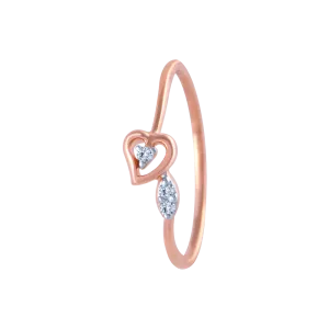 14k (585) Rose Gold And Diamond Ring For Women