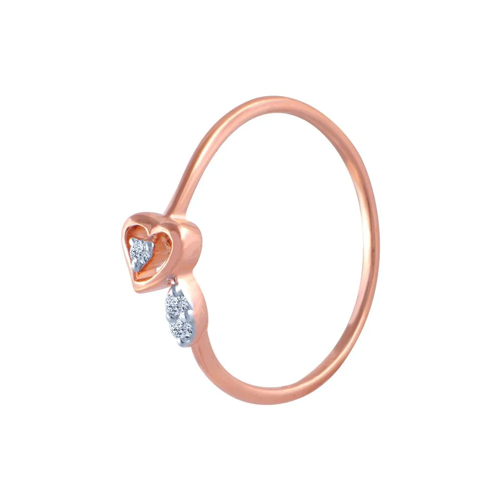 14k (585) Rose Gold And Diamond Ring For Women