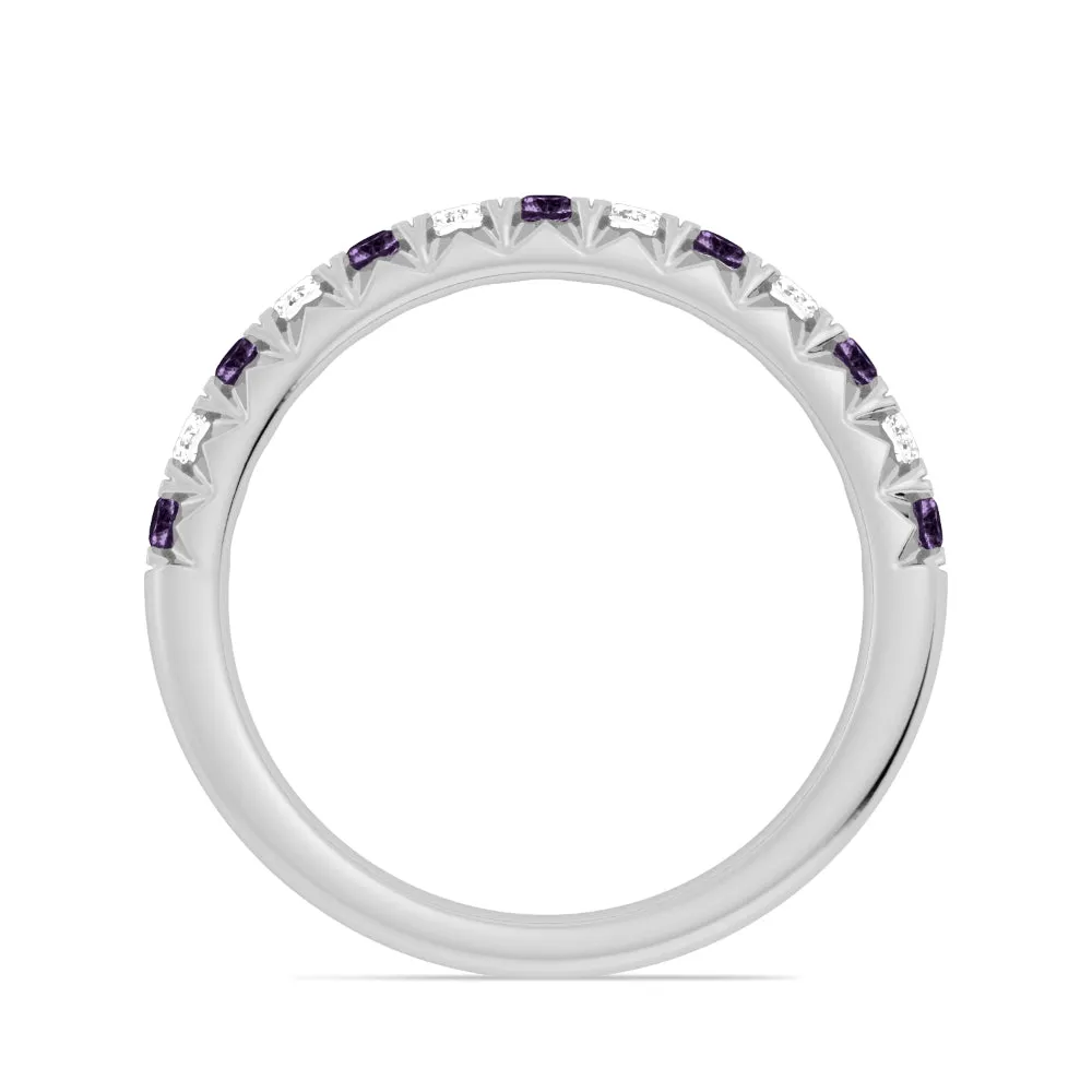 14k Gold Amethyst and Diamond Band