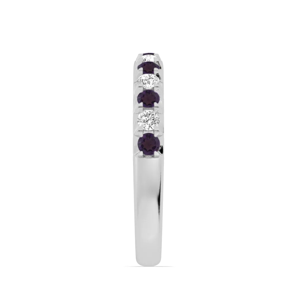 14k Gold Amethyst and Diamond Band