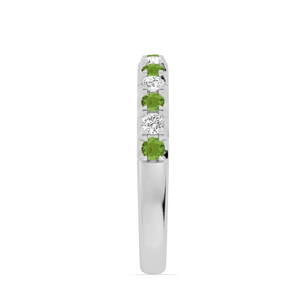 14k Gold Peridot and Diamond Band