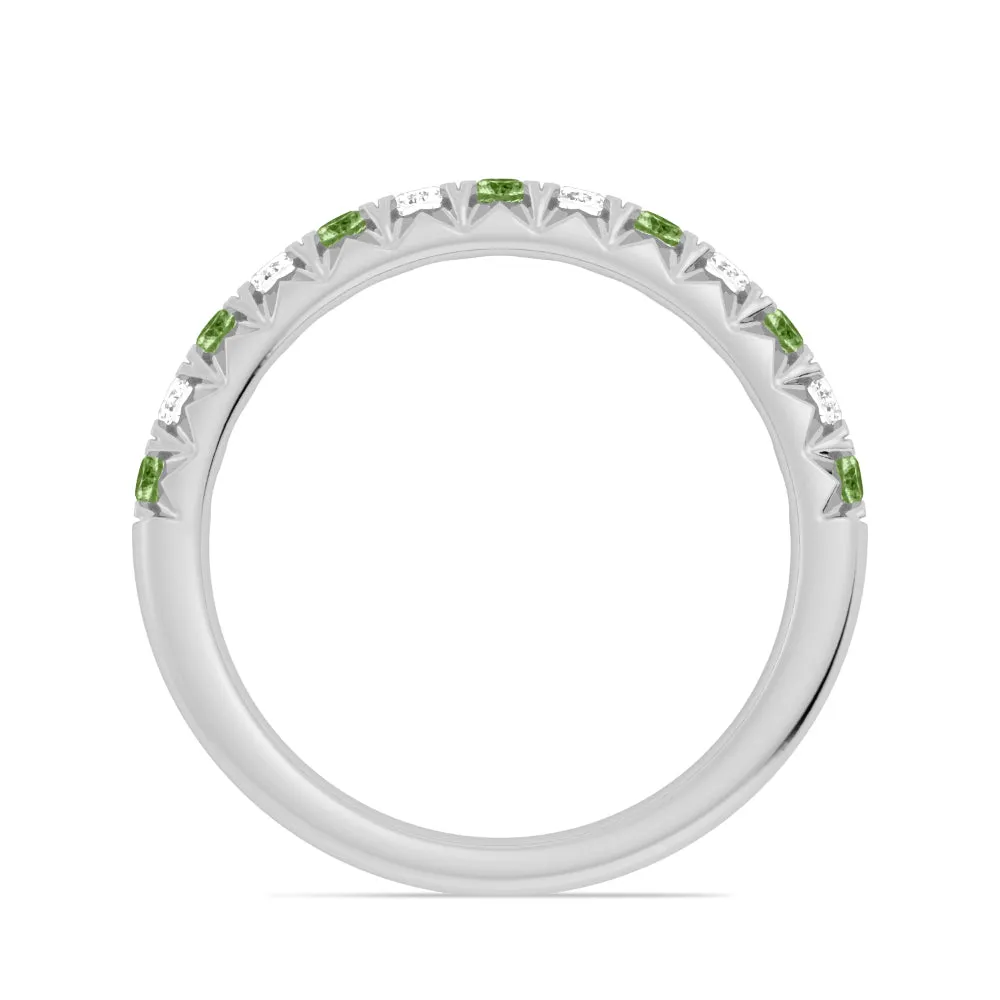 14k Gold Peridot and Diamond Band