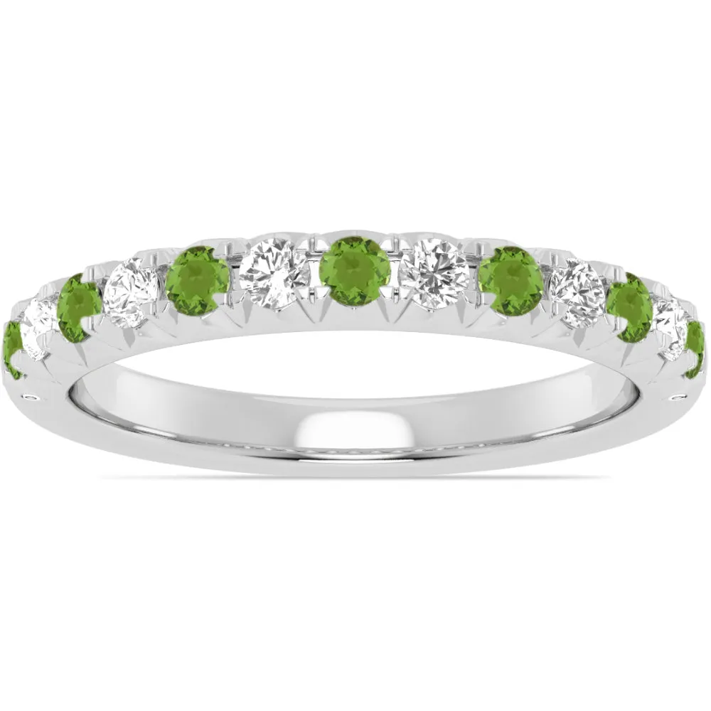 14k Gold Peridot and Diamond Band