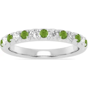 14k Gold Peridot and Diamond Band