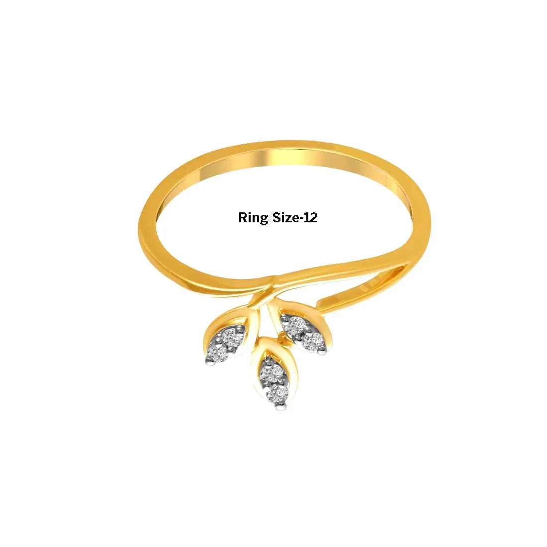 14K Gold Ring With A Diamond-studded Three-leaf Motif In The Centre
