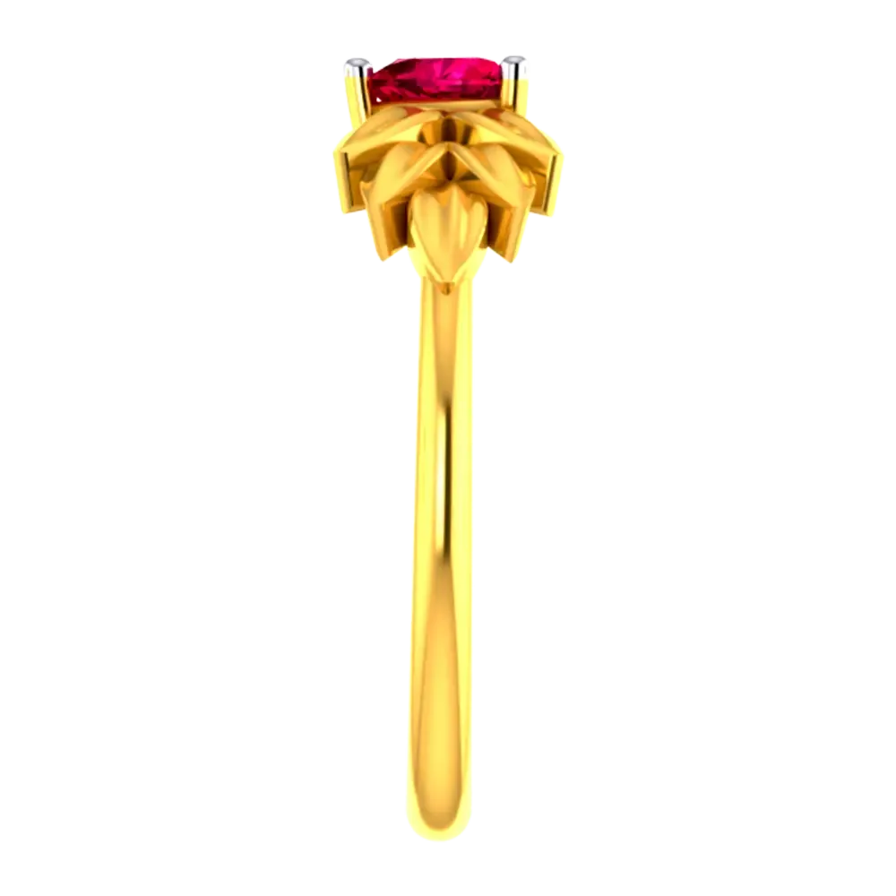 14k Gold Ring With A Heart And Leafy Designs