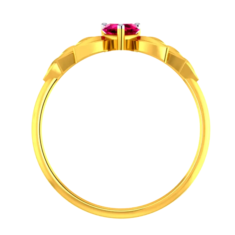 14k Gold Ring With A Heart And Leafy Designs