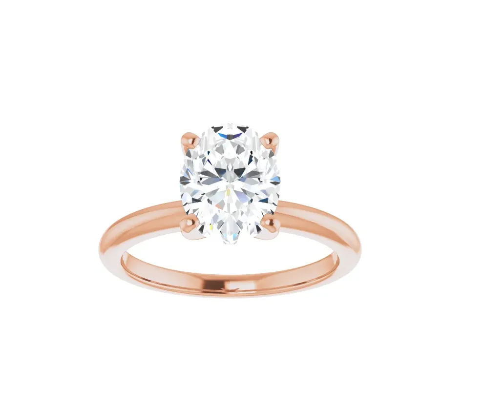 14K Gold Solitaire Oval Lab-Grown Diamond Engagement Ring