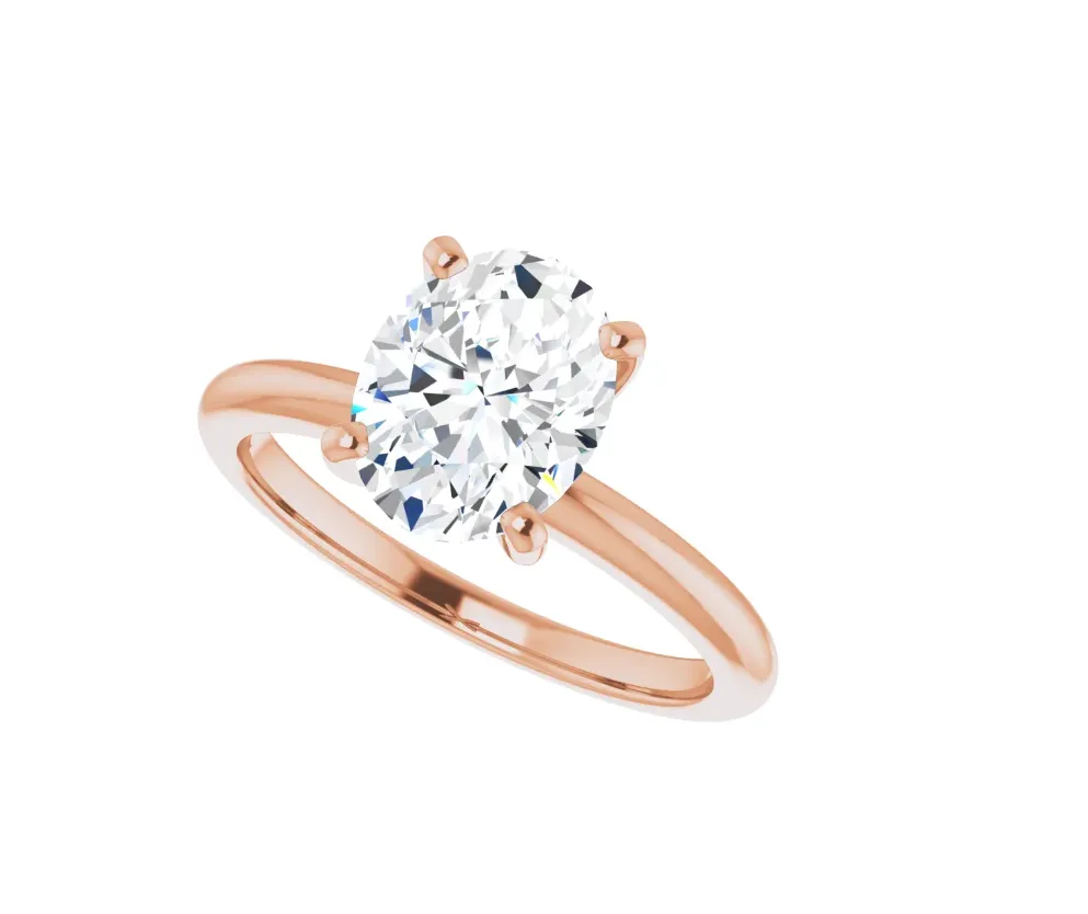 14K Gold Solitaire Oval Lab-Grown Diamond Engagement Ring