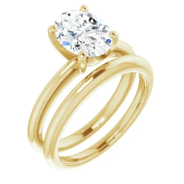 14K Gold Solitaire Oval Lab-Grown Diamond Engagement Ring