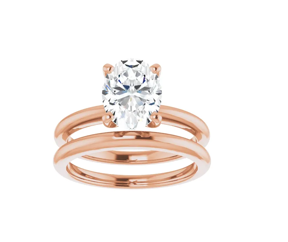 14K Gold Solitaire Oval Lab-Grown Diamond Engagement Ring