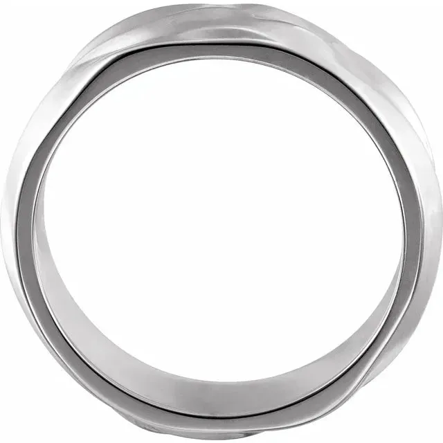 14K Gold Wavy Textured Band 6 MM Wide