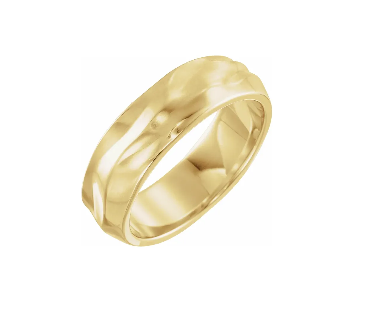 14K Gold Wavy Textured Band 6 MM Wide