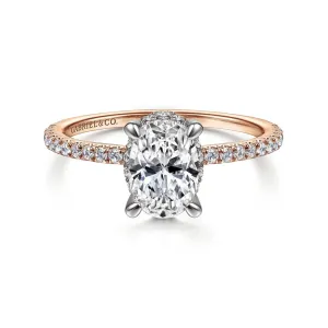 14K Rose And White Gold 'Hart' Hidden Halo Diamond Engagement Ring
