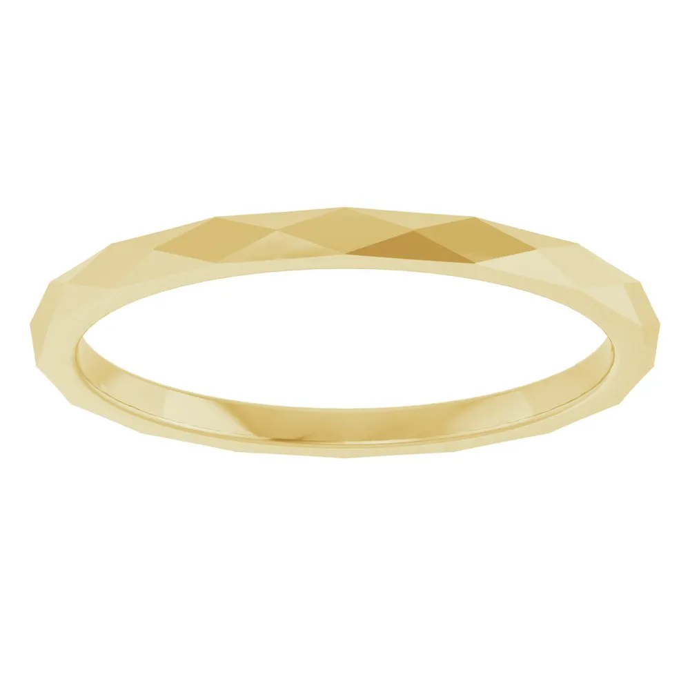 14K White 1.5 mm Diamond Pattern Band