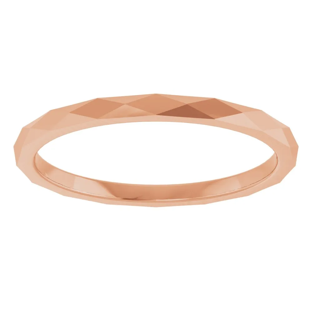 14K White 1.5 mm Diamond Pattern Band