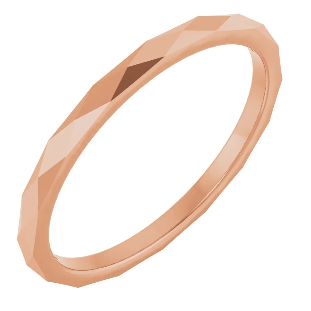 14K White 1.5 mm Diamond Pattern Band