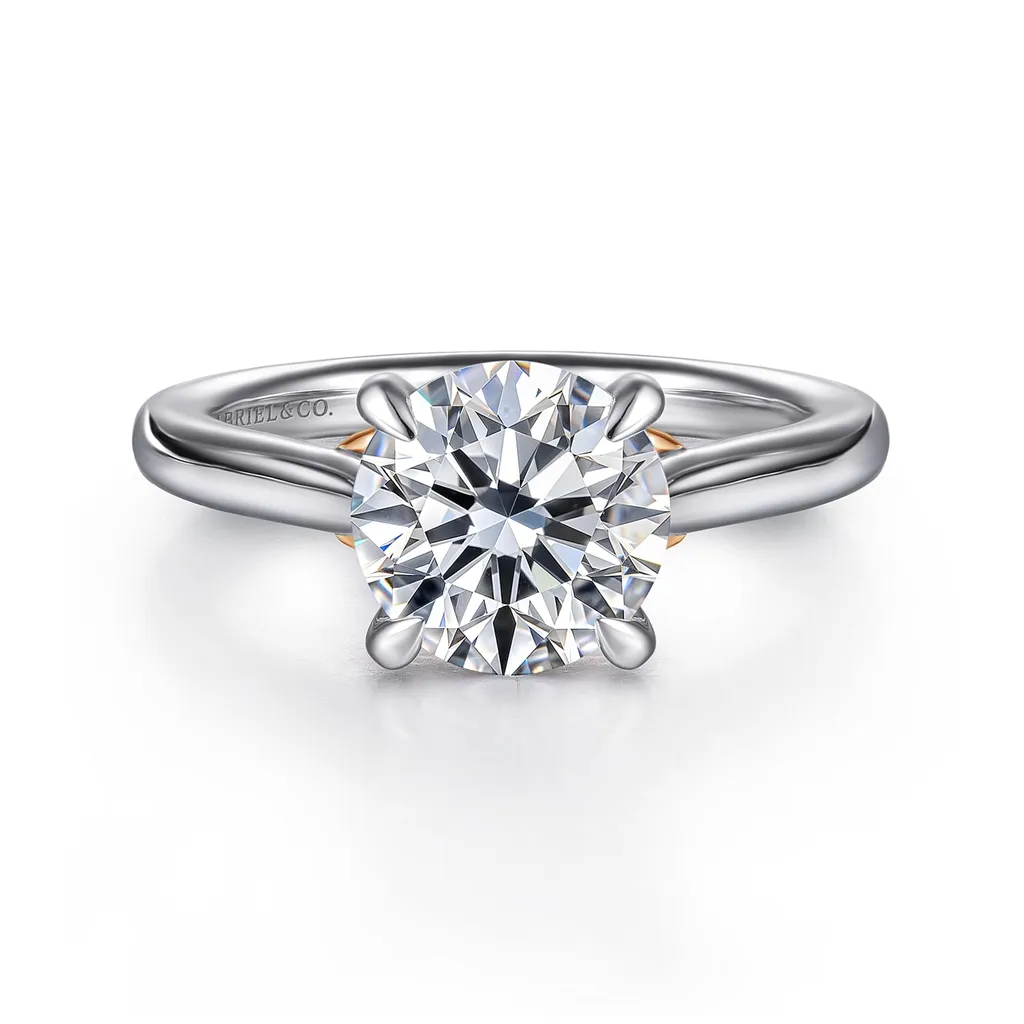 14K White And Rose Gold 'Nelia' Solitaire Ring