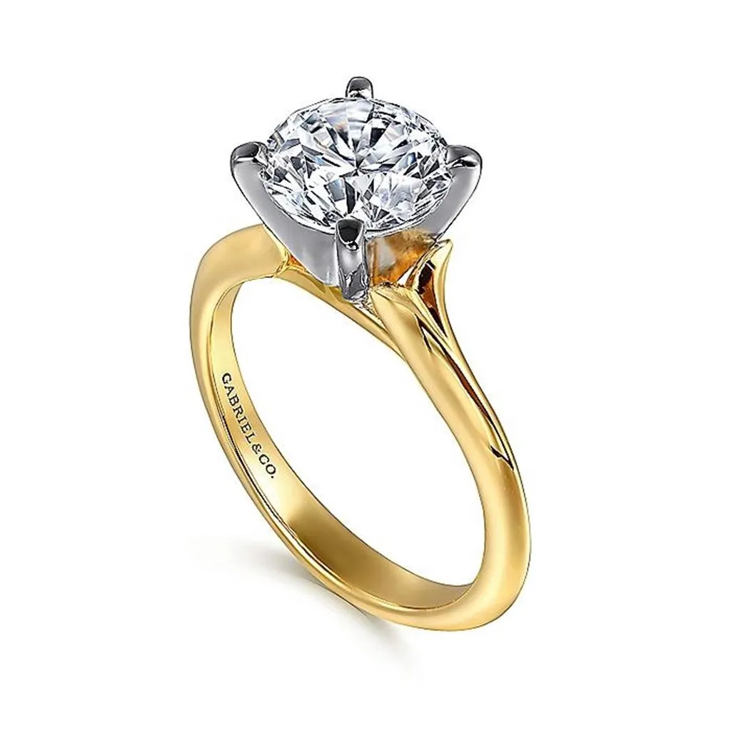 14K White And Yellow Gold 'Ellis' Round Diamond Engagement Ring