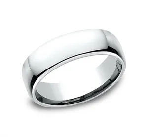 14K White Gold 6.5mm Euro Comfort Fit Straight Wedding Band