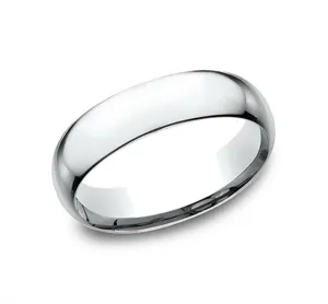 14K White Gold 6mm Super Light Comfort Fit Wedding Band