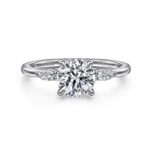 14K White Gold 'Dela' Three Stone Round Diamond Engagement Ring