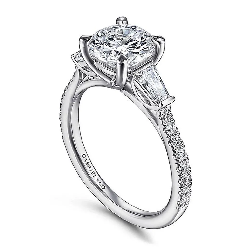 14K White Gold 'Tierra' Three Stone Diamond Engagement Ring