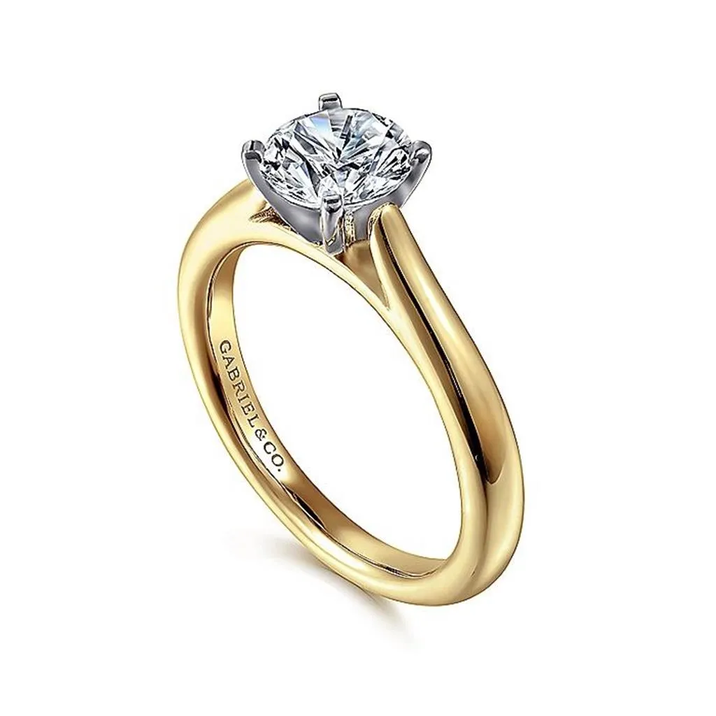 14K Yellow And White Gold 'Michelle' Round Diamond Engagement Ring
