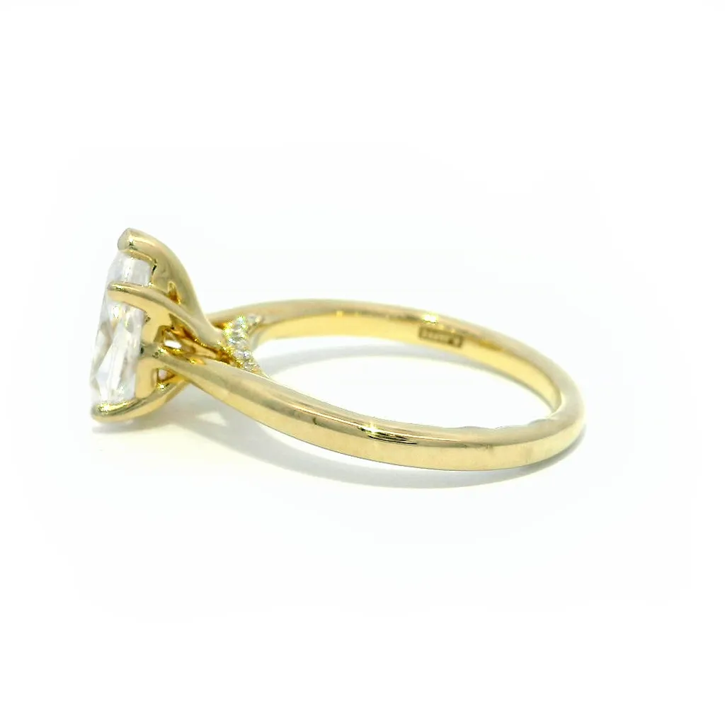 14K Yellow And White Gold Solitaire Diamond Engagement Ring With Peek-A-Boo Diamonds