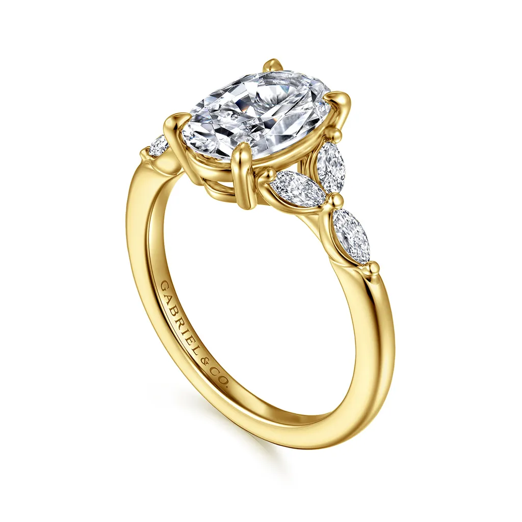 14K Yellow Gold 'Adella' Split Shank Diamond Engagement Ring