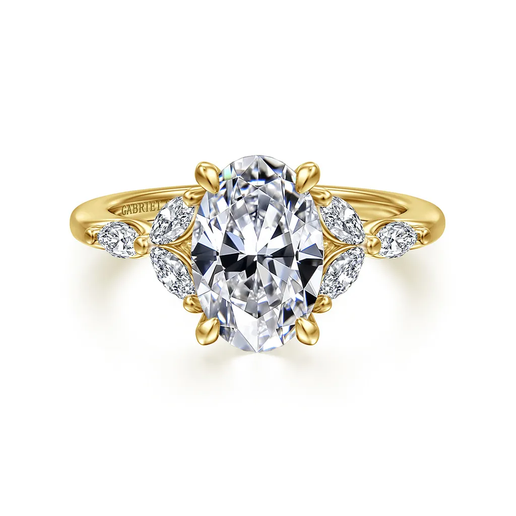 14K Yellow Gold 'Adella' Split Shank Diamond Engagement Ring