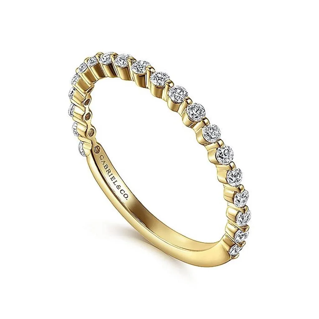 14K Yellow Gold Single Prong Diamond Anniversary Band