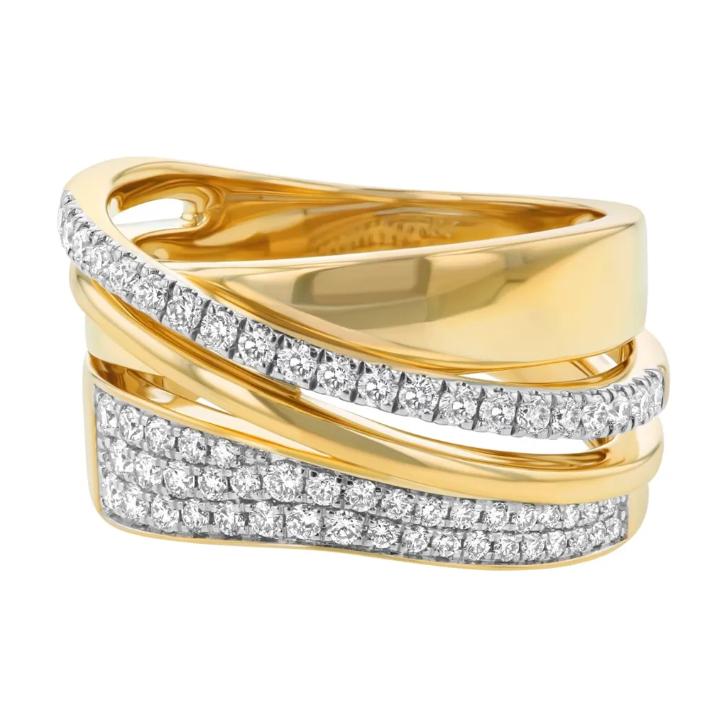 14K Yellow Gold Twisted Diamond Ring