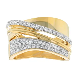 14K Yellow Gold Twisted Diamond Ring