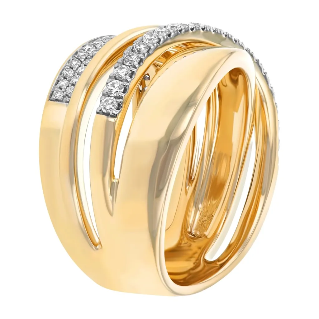 14K Yellow Gold Twisted Diamond Ring