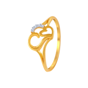 14KT (585) Yellow Gold And American Diamond Ring For Women