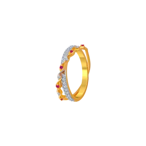 14KT (585) Yellow Gold And American Diamond Ring For Women