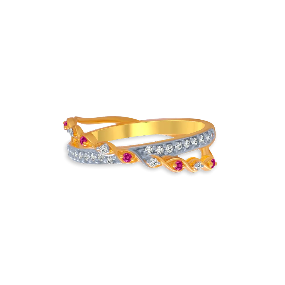 14KT (585) Yellow Gold And American Diamond Ring For Women