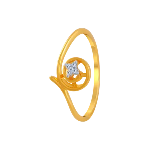 14KT (585) Yellow Gold And American Diamond Ring For Women