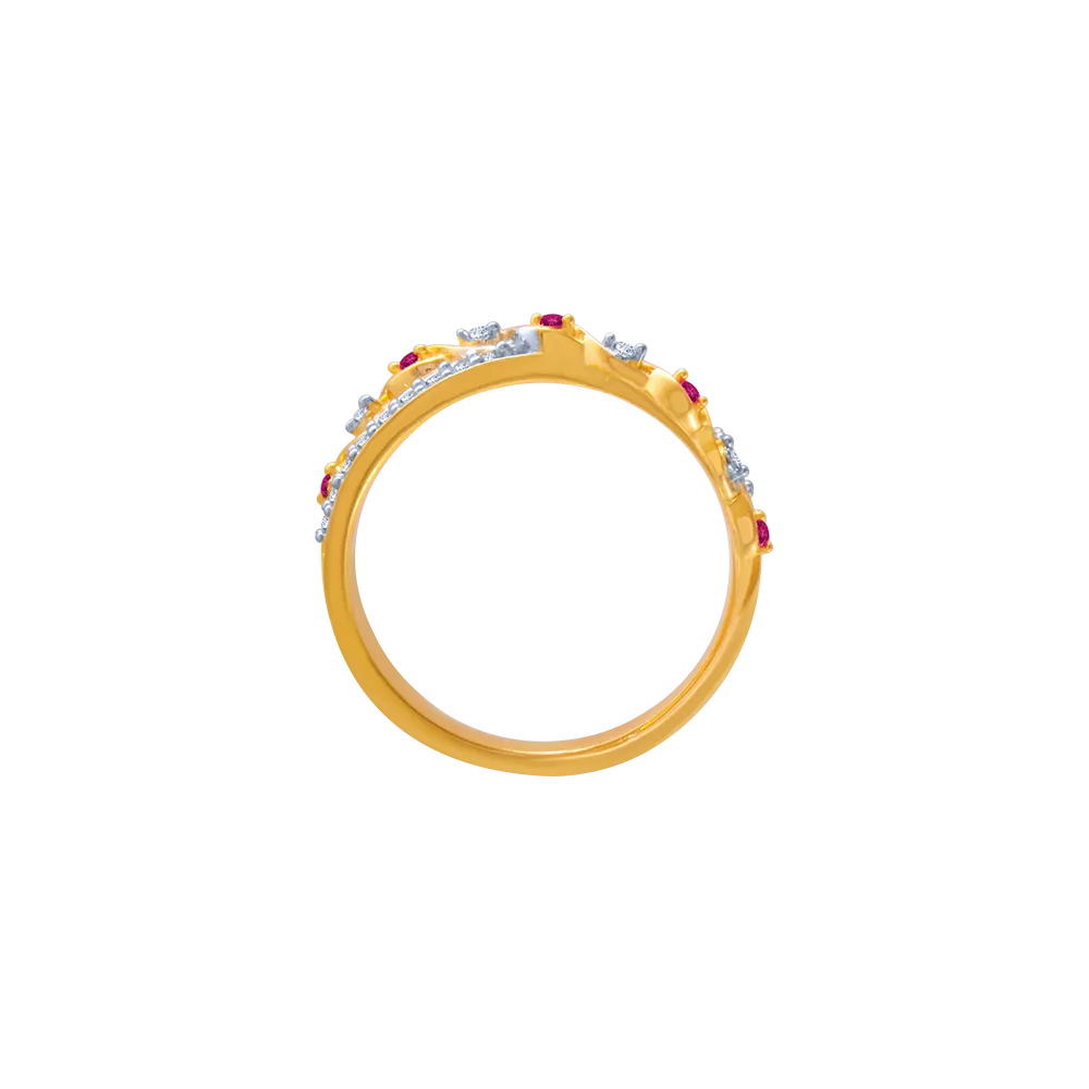 14KT (585) Yellow Gold And American Diamond Ring For Women