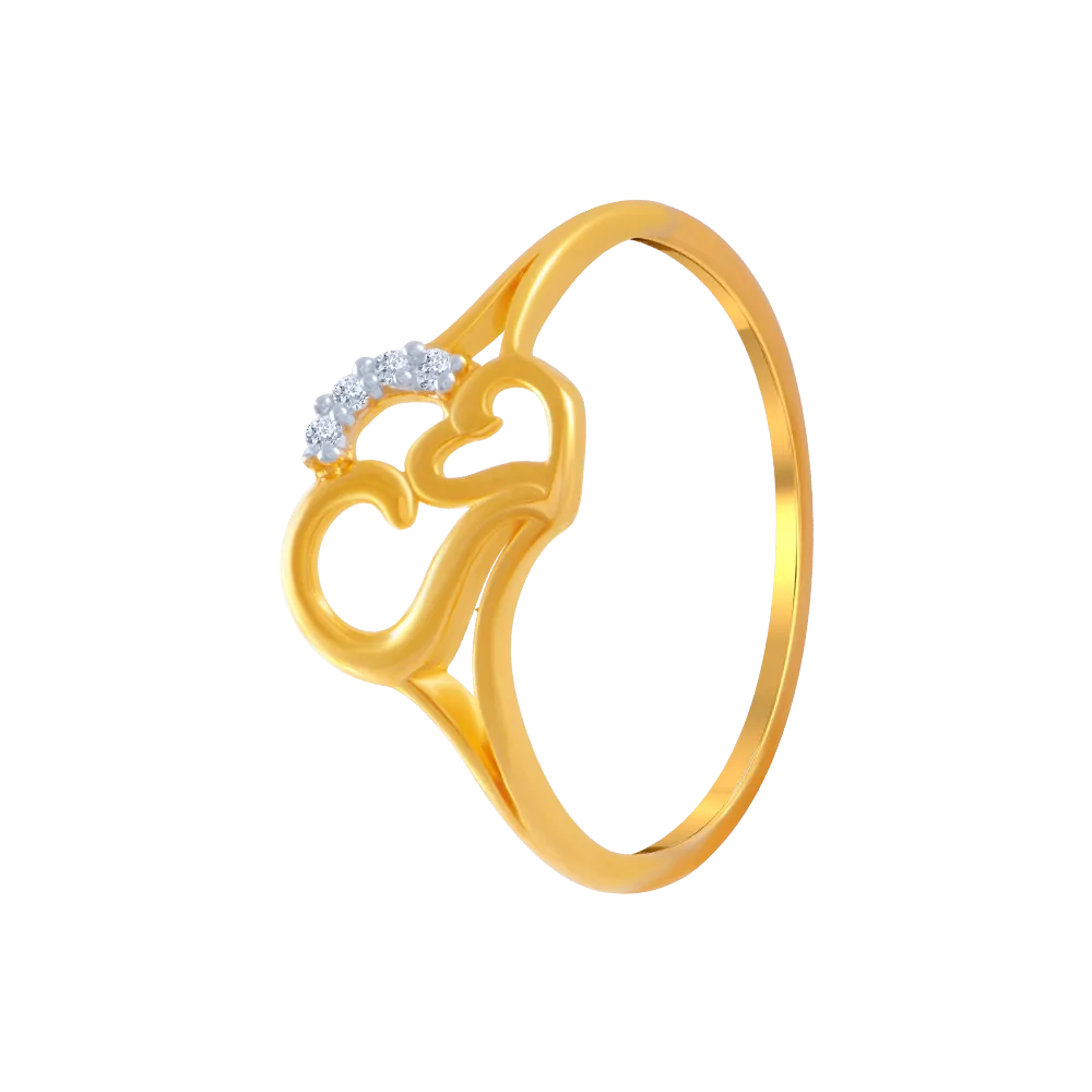 14KT (585) Yellow Gold And American Diamond Ring For Women