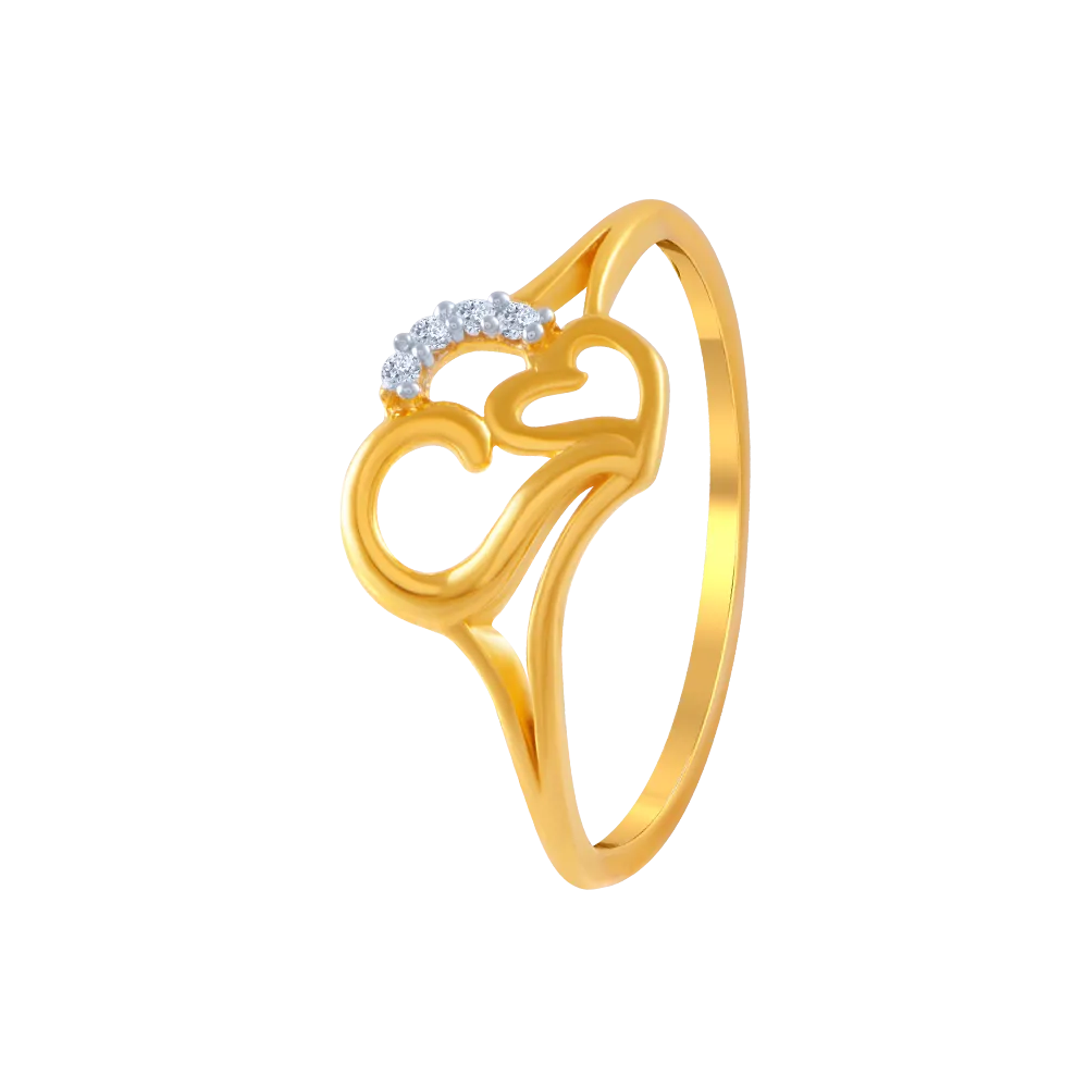 14KT (585) Yellow Gold And American Diamond Ring For Women