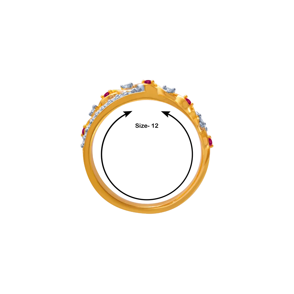 14KT (585) Yellow Gold And American Diamond Ring For Women