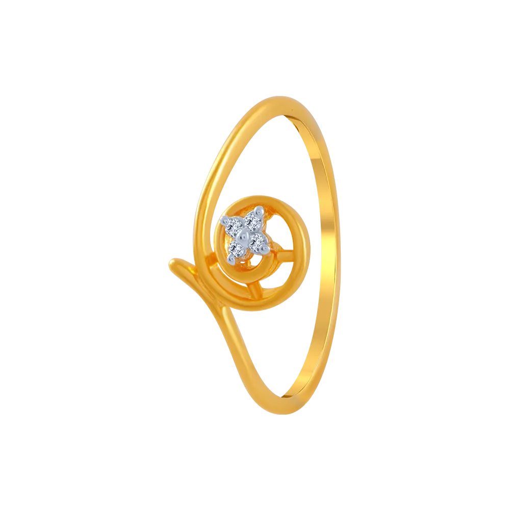 14KT (585) Yellow Gold And American Diamond Ring For Women