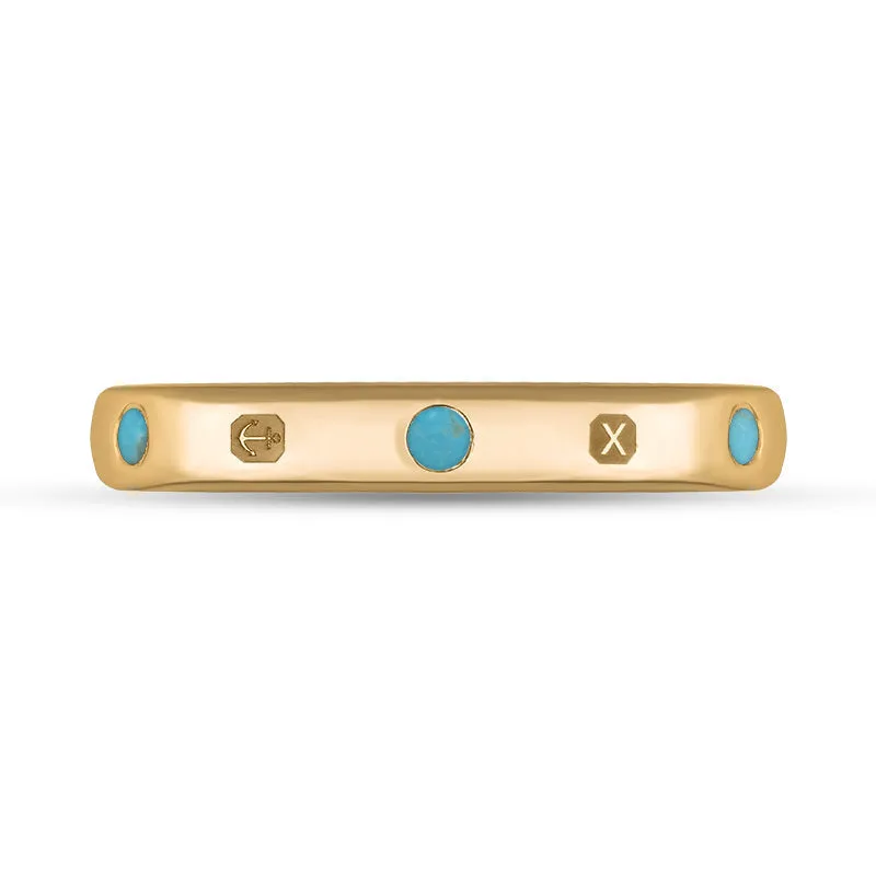18ct Rose Gold Turquoise Queen's Jubilee Hallmark 6mm Ring D