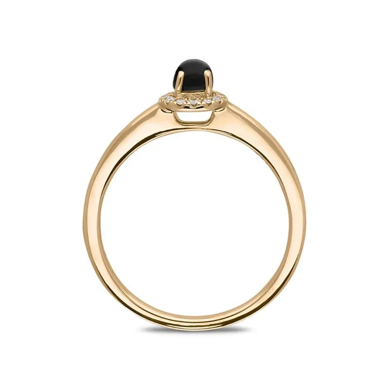 18ct Rose Gold Whitby Jet Diamond Round Cluster Ring