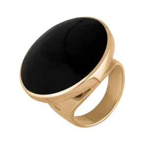 18ct Rose Gold Whitby Jet Hallmark Medium Round Ring